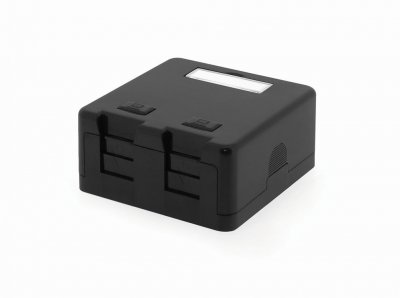 Vitt eller svart utvändigt uttag för 2 jack, med dammluckor