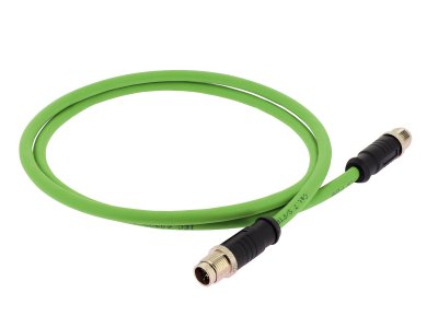 Patch kat 6A med grön PUR-mantel M12/M12